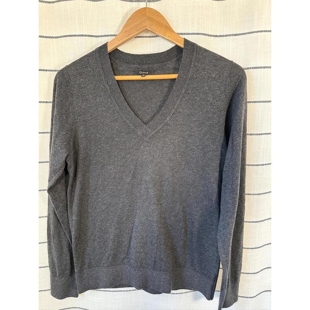 Quince Lightweight Cotton Cashmere Sweater Heather Charcoal M Minimalist Capsule
